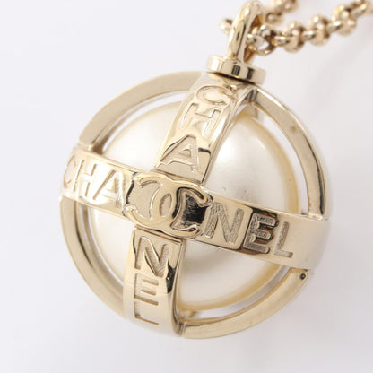 CHANEL Gold Coco Mark Logo Pearl Necklace