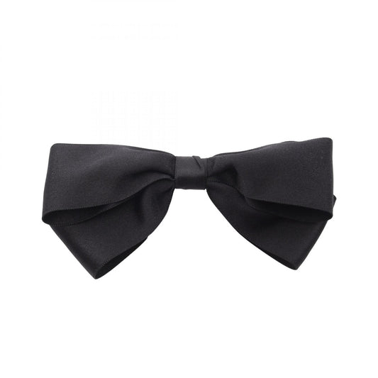 CHANEL Fabric Ribbon Barrette Black