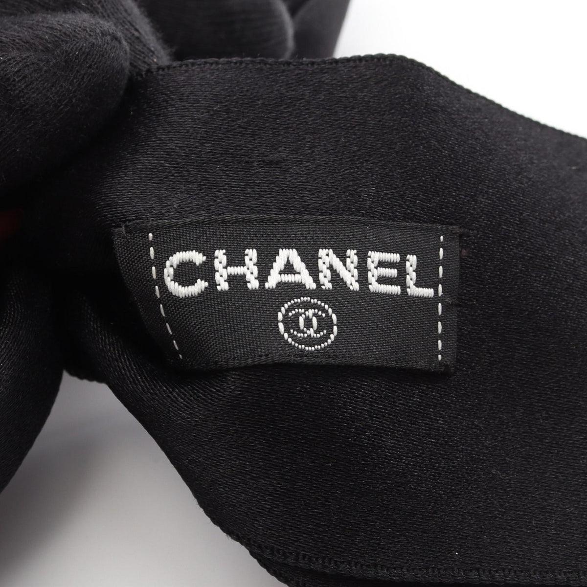 CHANEL Fabric Ribbon Barrette Black