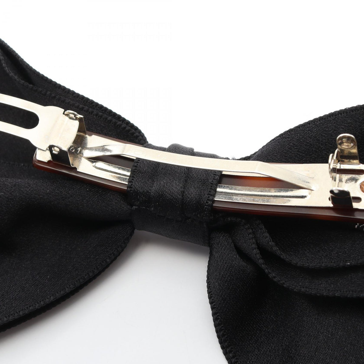 CHANEL Fabric Ribbon Barrette Black
