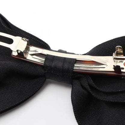 CHANEL Fabric Ribbon Barrette Black