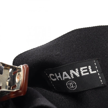 CHANEL Fabric Ribbon Barrette Black