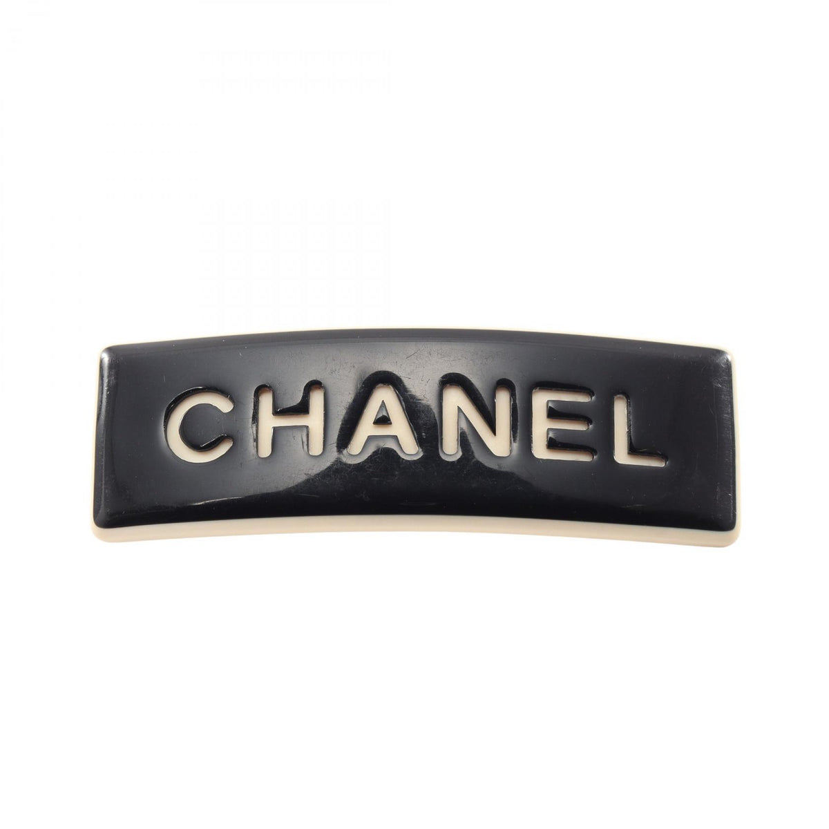 CHANEL Logo Plastic Barrette Black