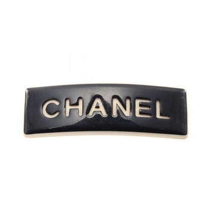 CHANEL Logo Plastic Barrette Black