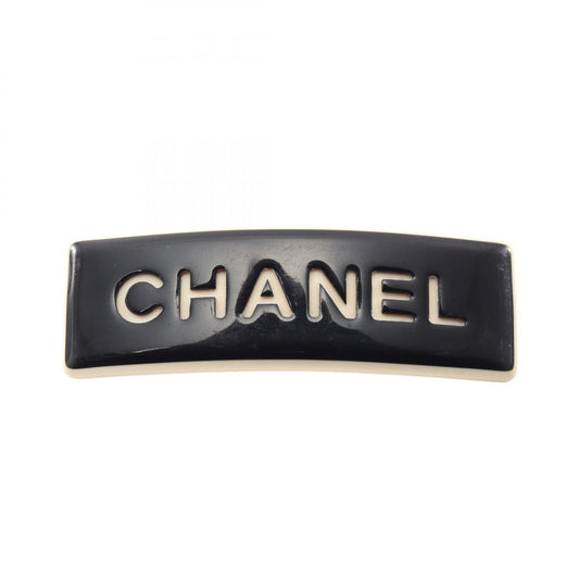CHANEL Logo Plastic Barrette Black