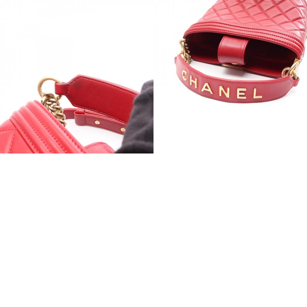 CHANEL Boy Chanel 2-Way Lambskin Bag Red
