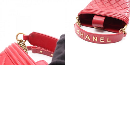 CHANEL Boy Chanel 2-Way Lambskin Bag Red