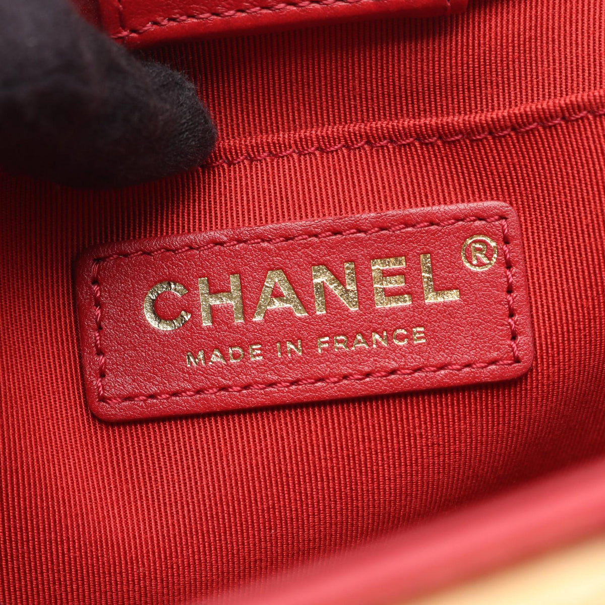 CHANEL Boy Chanel 2-Way Lambskin Bag Red