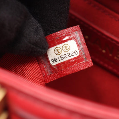 CHANEL Boy Chanel 2-Way Lambskin Bag Red