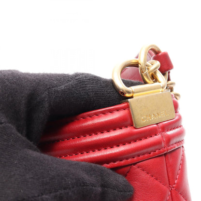 CHANEL Boy Chanel 2-Way Lambskin Bag Red