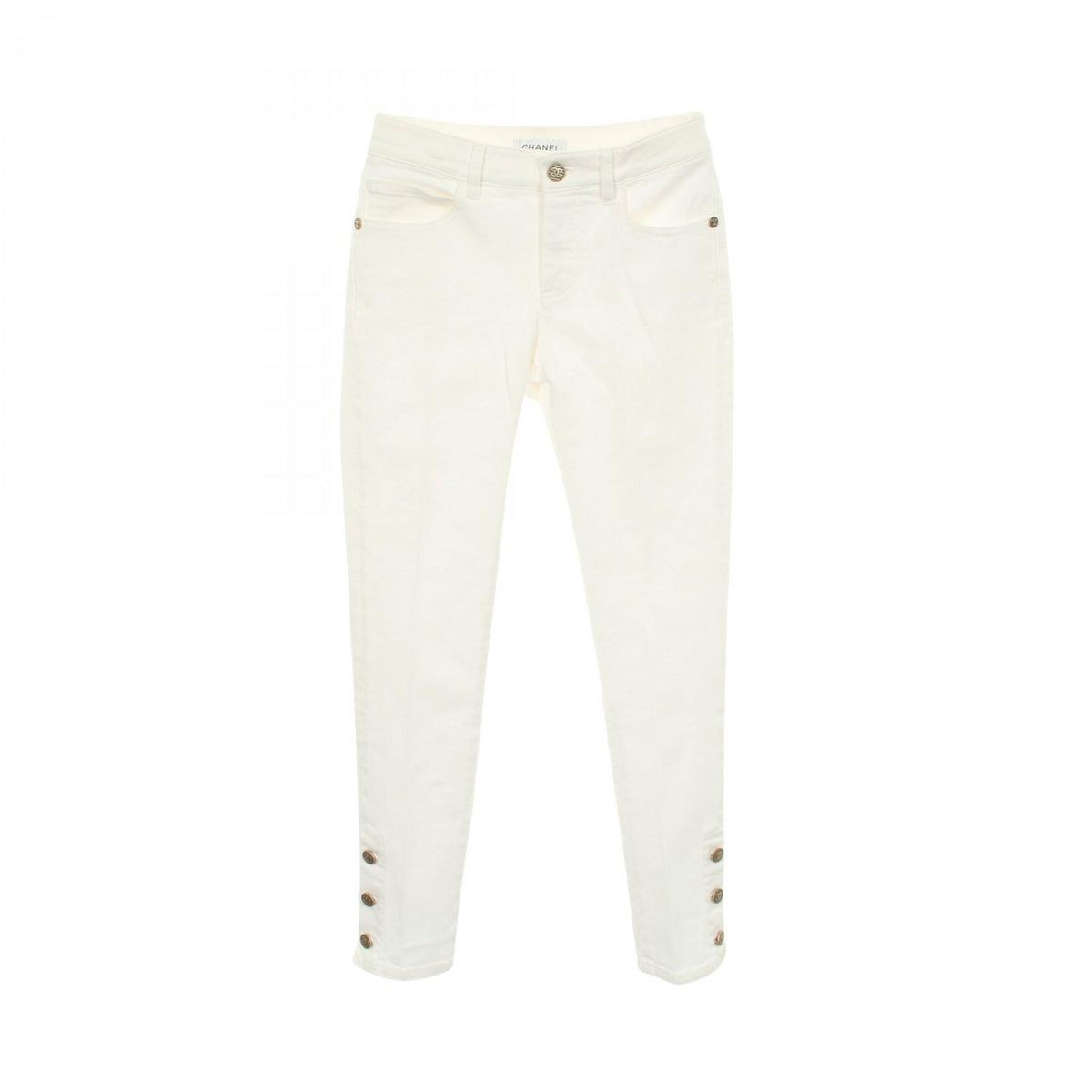 CHANEL Coco Mark Button Cotton Jeans Size 34