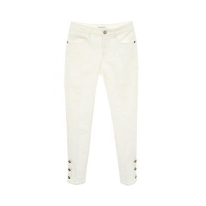 CHANEL Coco Mark Button Cotton Jeans Size 34