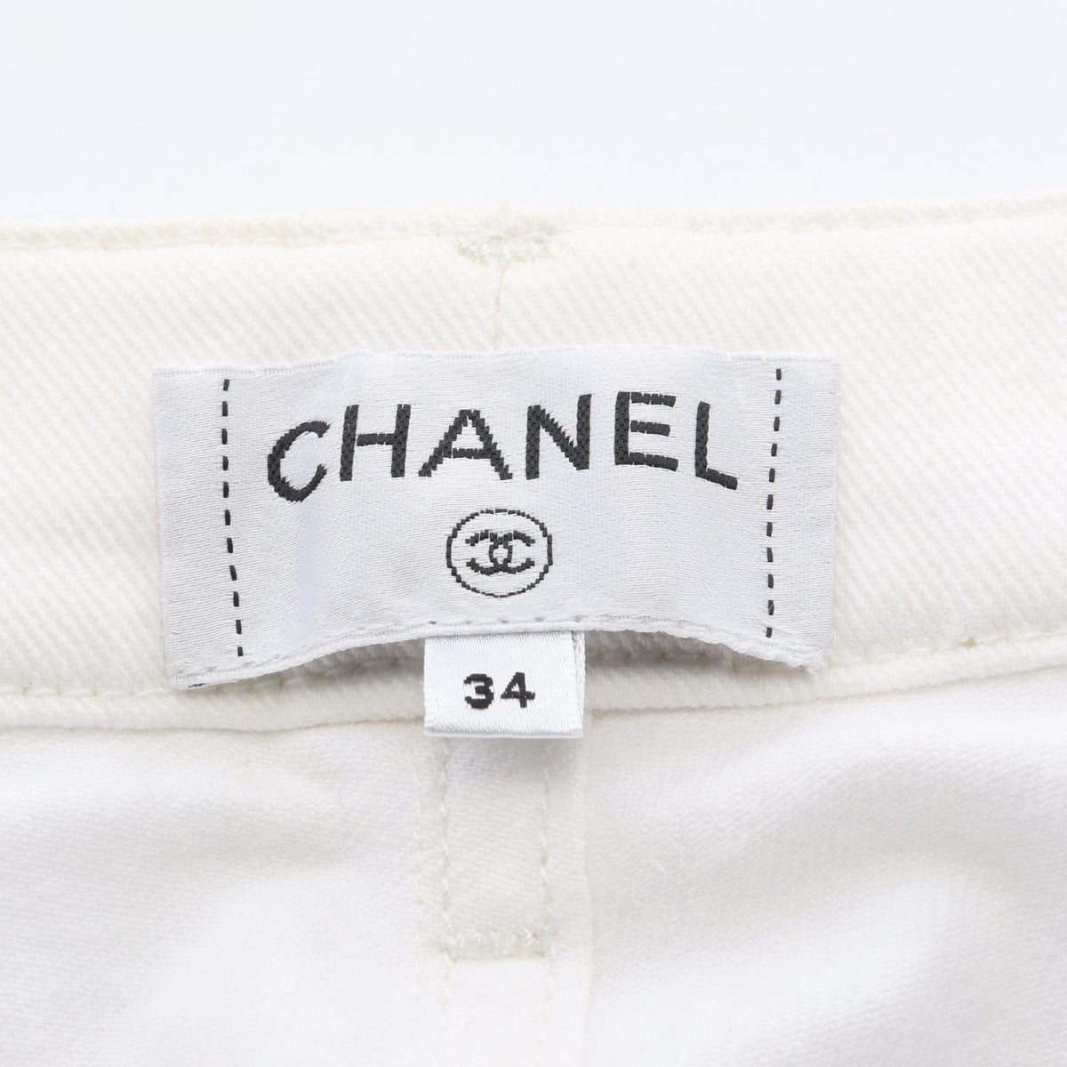 CHANEL Coco Mark Button Cotton Jeans Size 34