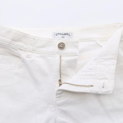 CHANEL Coco Mark Button Cotton Jeans Size 34