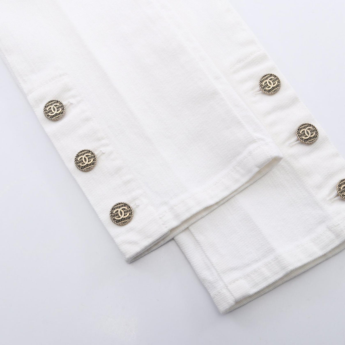 CHANEL Coco Mark Button Cotton Jeans Size 34