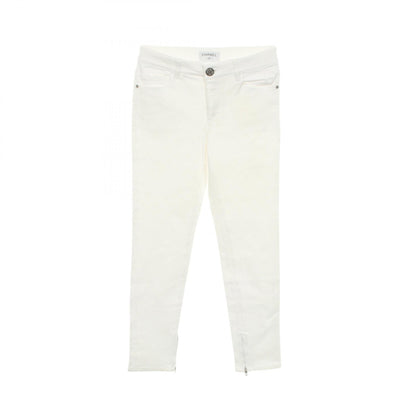 CHANEL Matelasse Skinny Cotton Jeans White Size 34