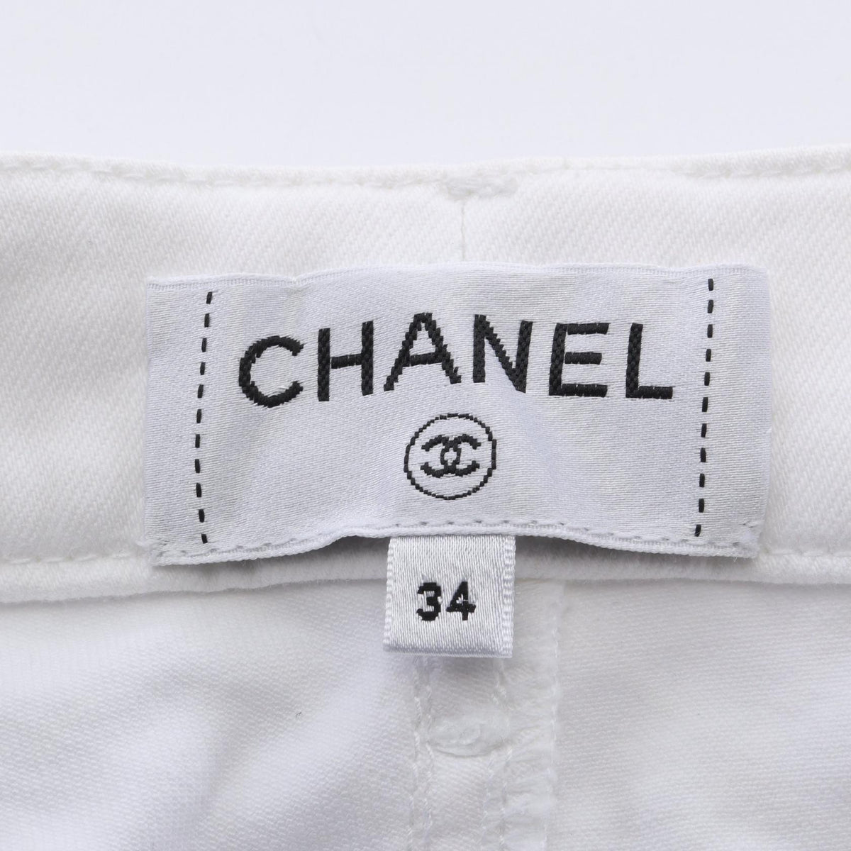 CHANEL Matelasse Skinny Cotton Jeans White Size 34