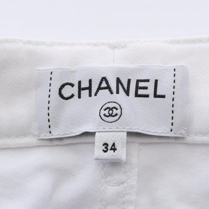 CHANEL Matelasse Skinny Cotton Jeans White Size 34