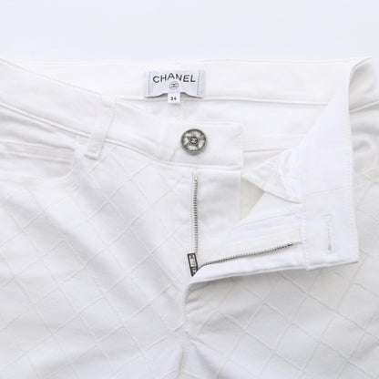 CHANEL Matelasse Skinny Cotton Jeans White Size 34