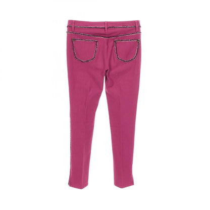 CHANEL Coco Mark Button Tweed Trim Pants Purple Size 34