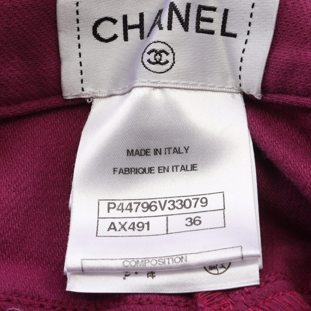 CHANEL Coco Mark Button Tweed Trim Pants Purple Size 34