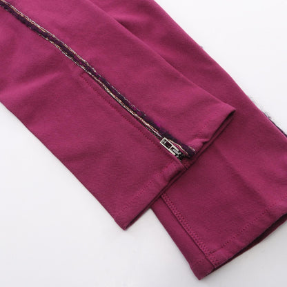 CHANEL Coco Mark Button Tweed Trim Pants Purple Size 34