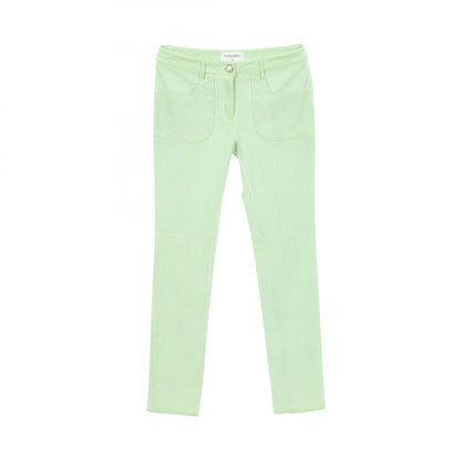 CHANEL Coco Mark Pearl Button Skinny Pants Size 34
