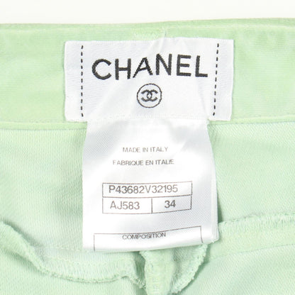 CHANEL Coco Mark Pearl Button Skinny Pants Size 34