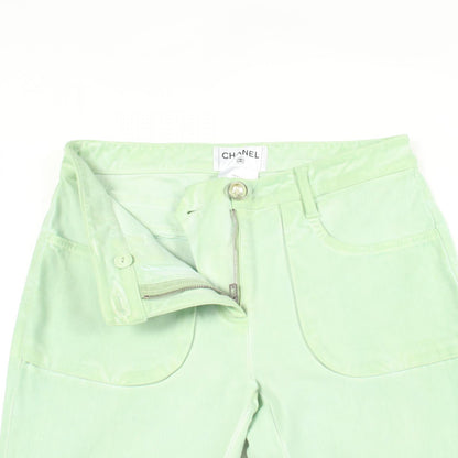 CHANEL Coco Mark Pearl Button Skinny Pants Size 34