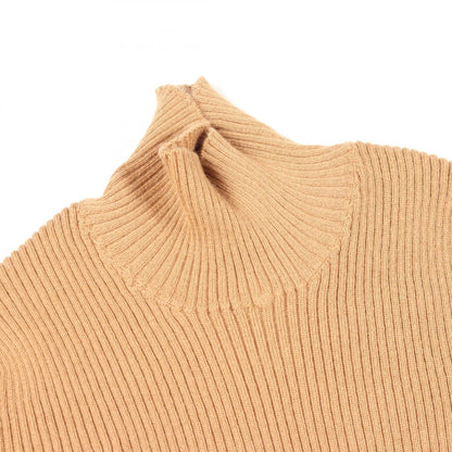 HERMES Turtleneck Cashmere Sweater Brown Size 38
