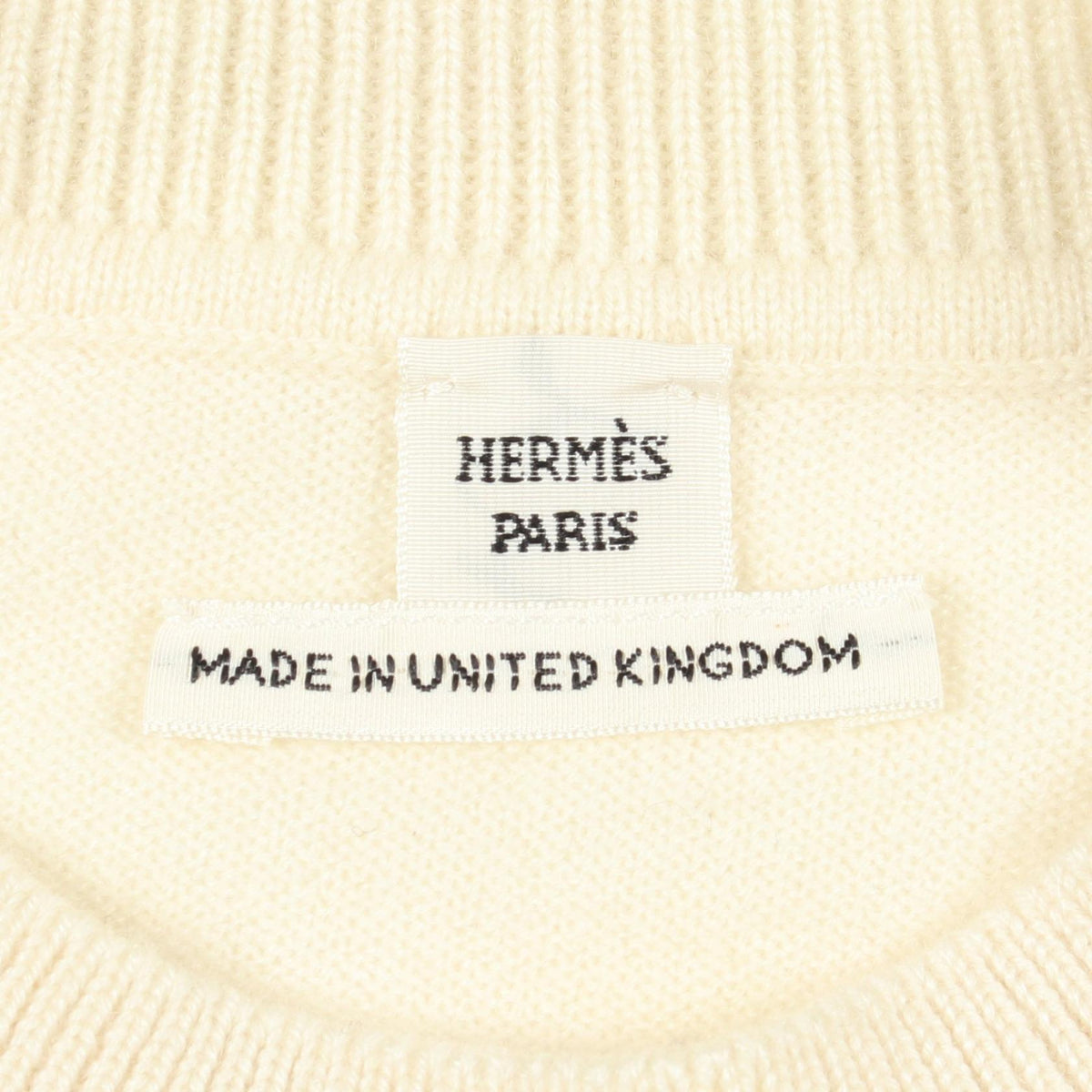 HERMES H-Lift Crewneck Cashmere Sweater White Size 36