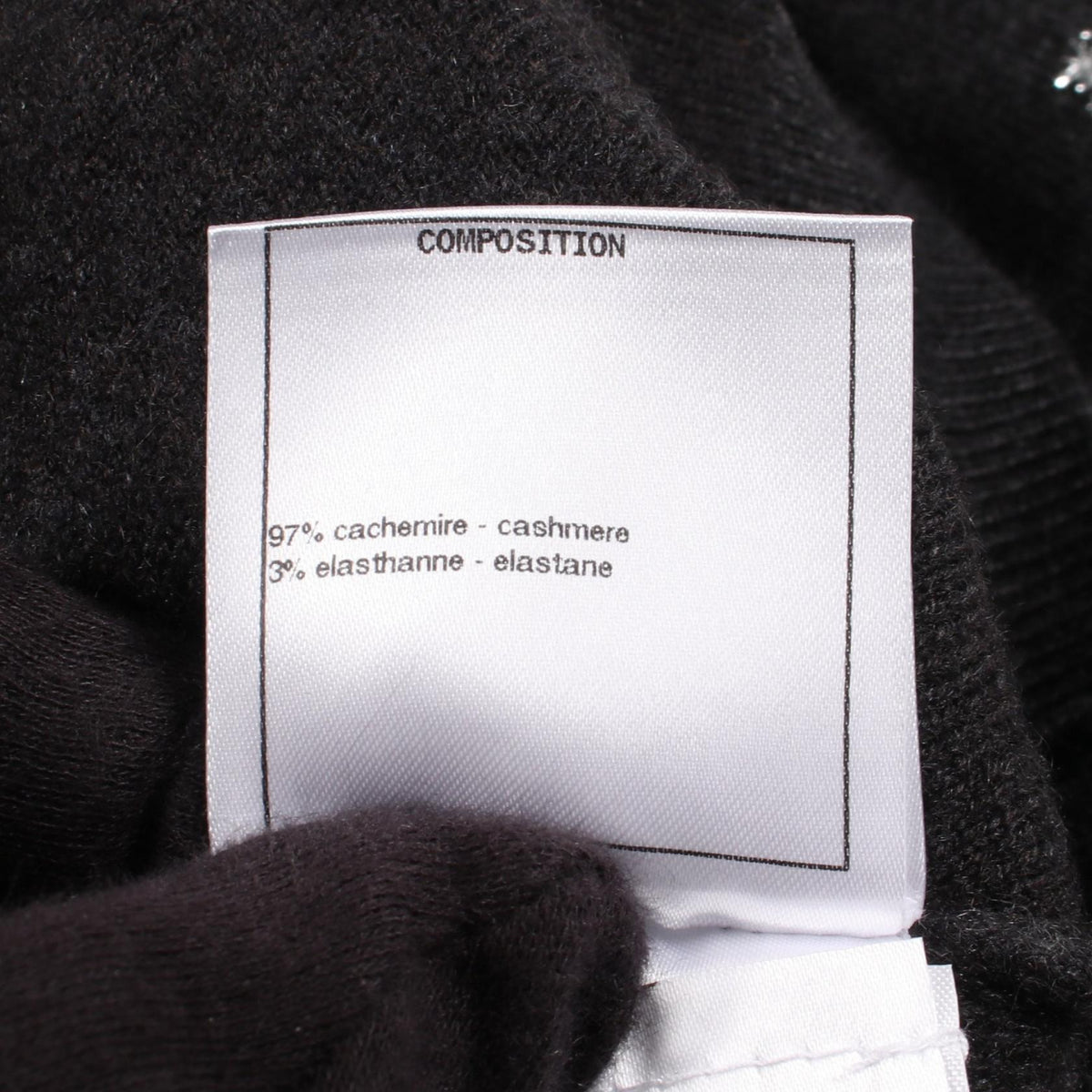 CHANEL Coco Mark Glitter Logo Cashmere Cardigan Gray Size 34
