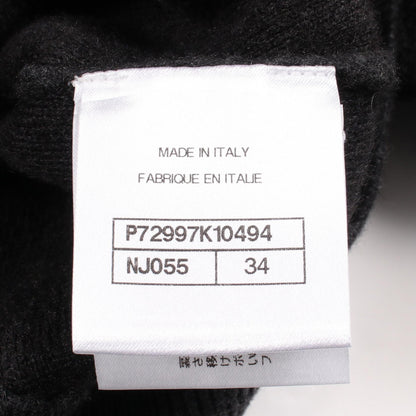 CHANEL Coco Mark Glitter Logo Cashmere Cardigan Gray Size 34