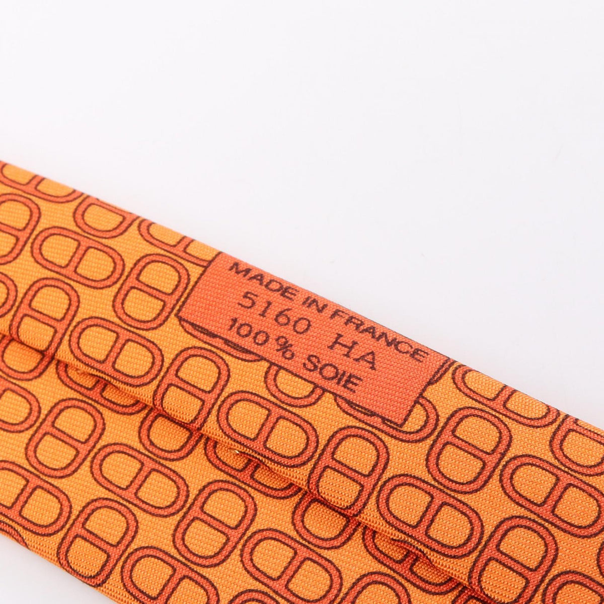 HERMES Chaîne d'Ancre All-Over Pattern Silk Tie Orange