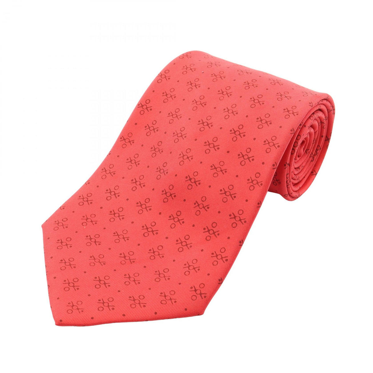 HERMES All-Over Pattern Silk Tie Red