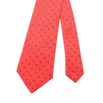 HERMES All-Over Pattern Silk Tie Red