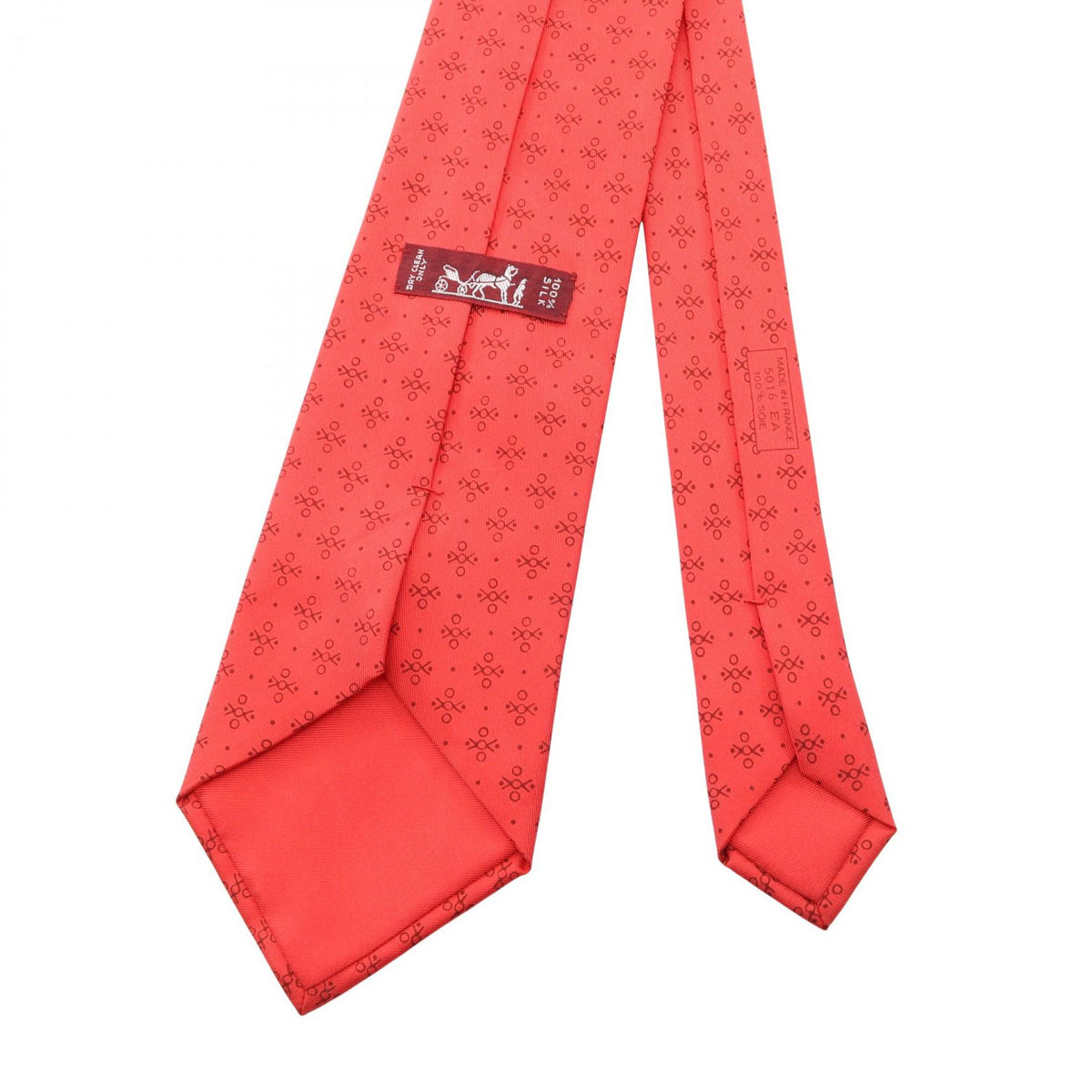 HERMES All-Over Pattern Silk Tie Red