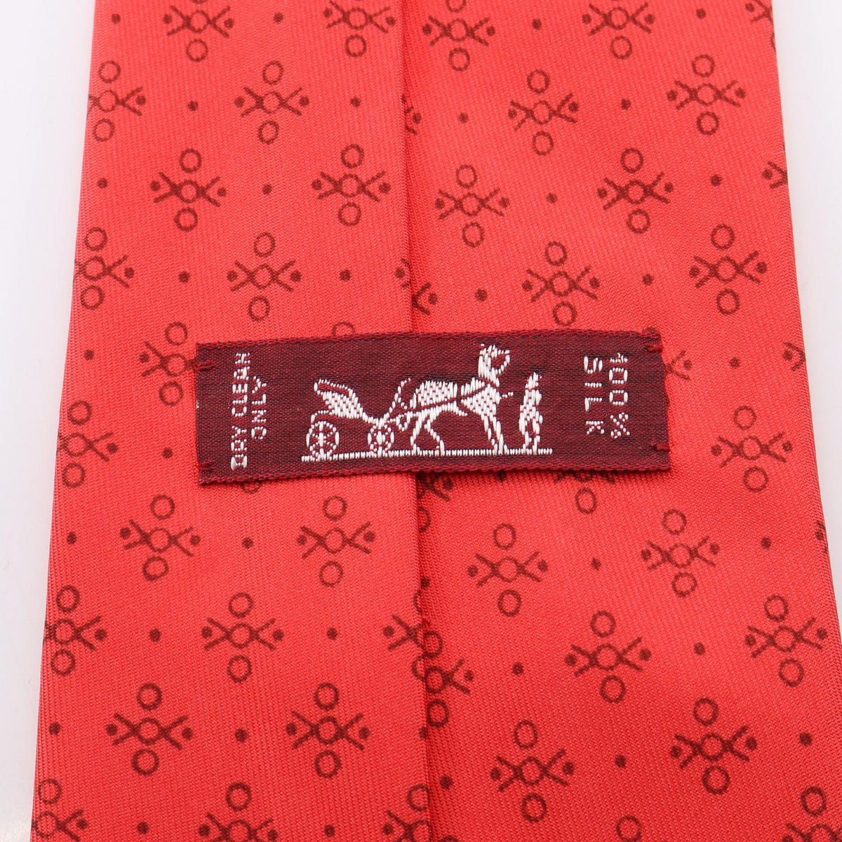 HERMES All-Over Pattern Silk Tie Red