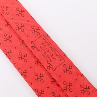 HERMES All-Over Pattern Silk Tie Red