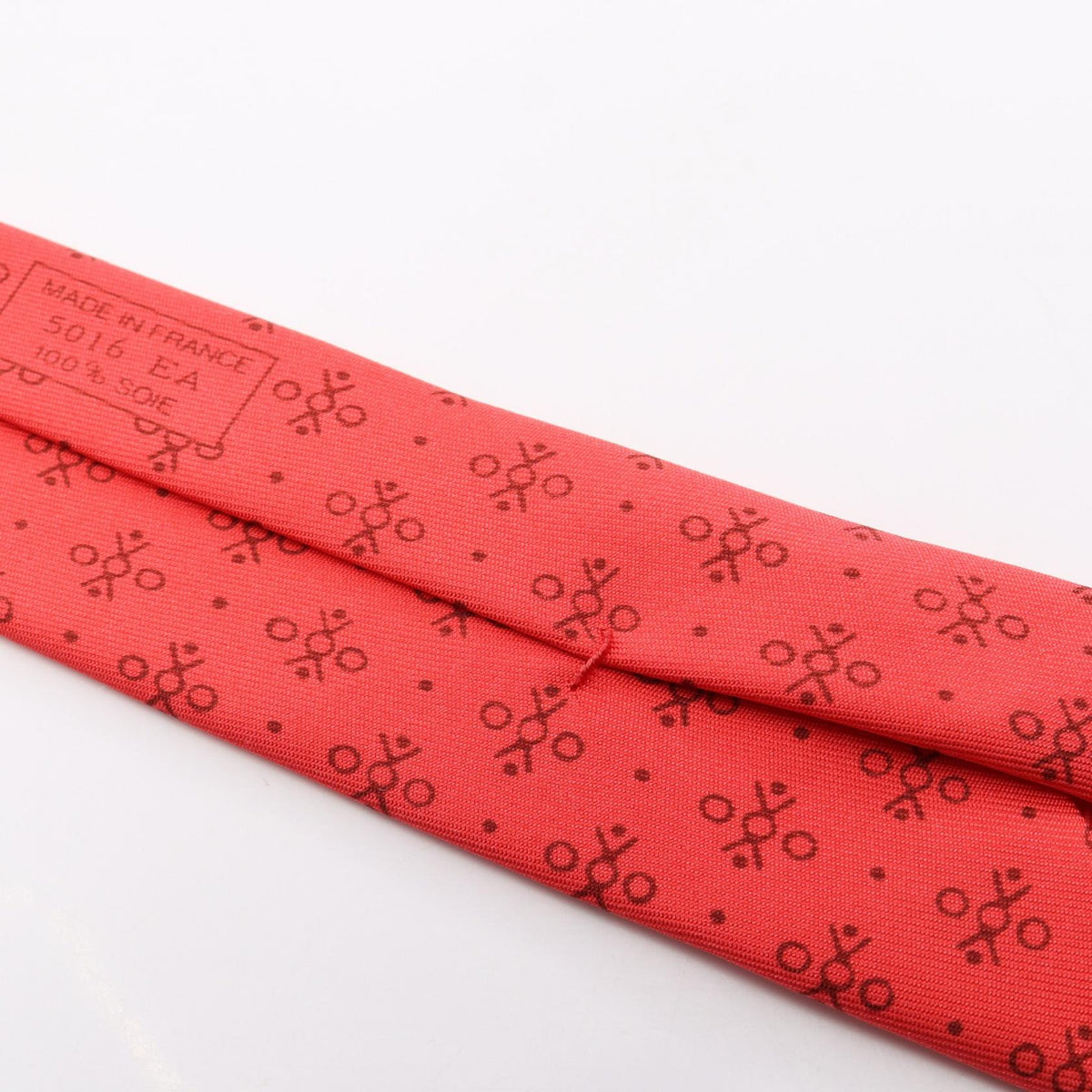 HERMES All-Over Pattern Silk Tie Red