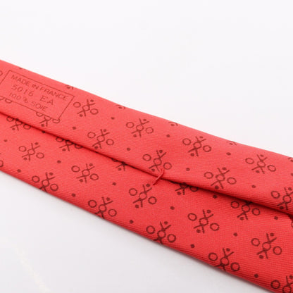 HERMES All-Over Pattern Silk Tie Red