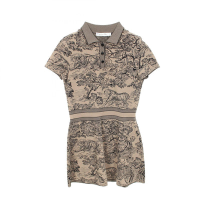 Dior Toile de Jouy Polo Viscose Dress Beige Size 38