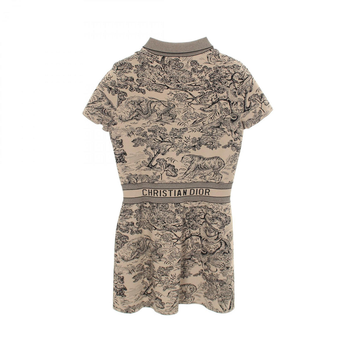 Dior Toile de Jouy Polo Viscose Dress Beige Size 38