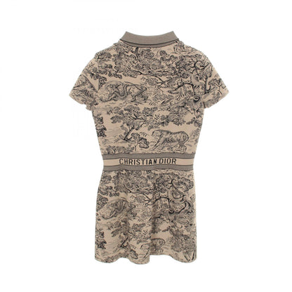 Dior Toile de Jouy Polo Viscose Dress Beige Size 38