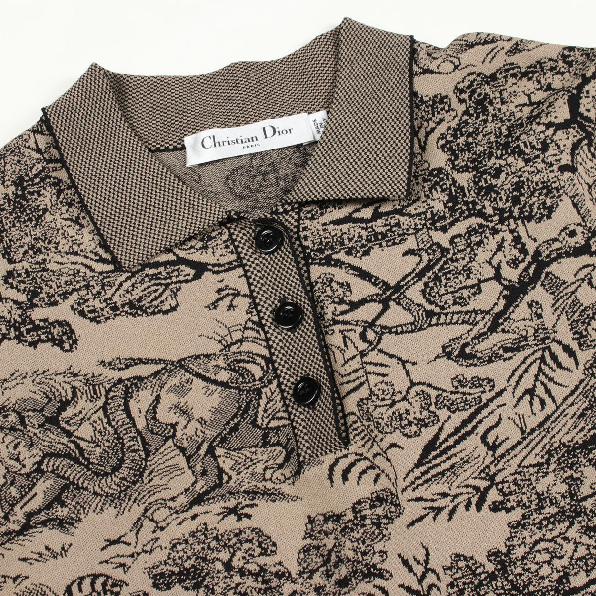 Dior Toile de Jouy Polo Viscose Dress Beige Size 38