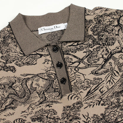 Dior Toile de Jouy Polo Viscose Dress Beige Size 38