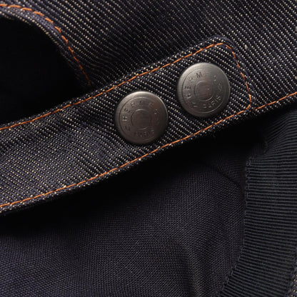 HERMES H Embroidered Fabric Cap Navy Blue Size 59