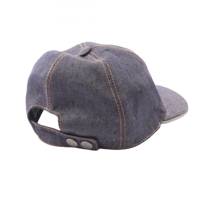 HERMES H Embroidered Fabric Cap Navy Blue Size 59