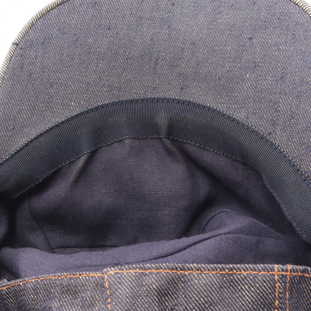 HERMES H Embroidered Fabric Cap Navy Blue Size 59