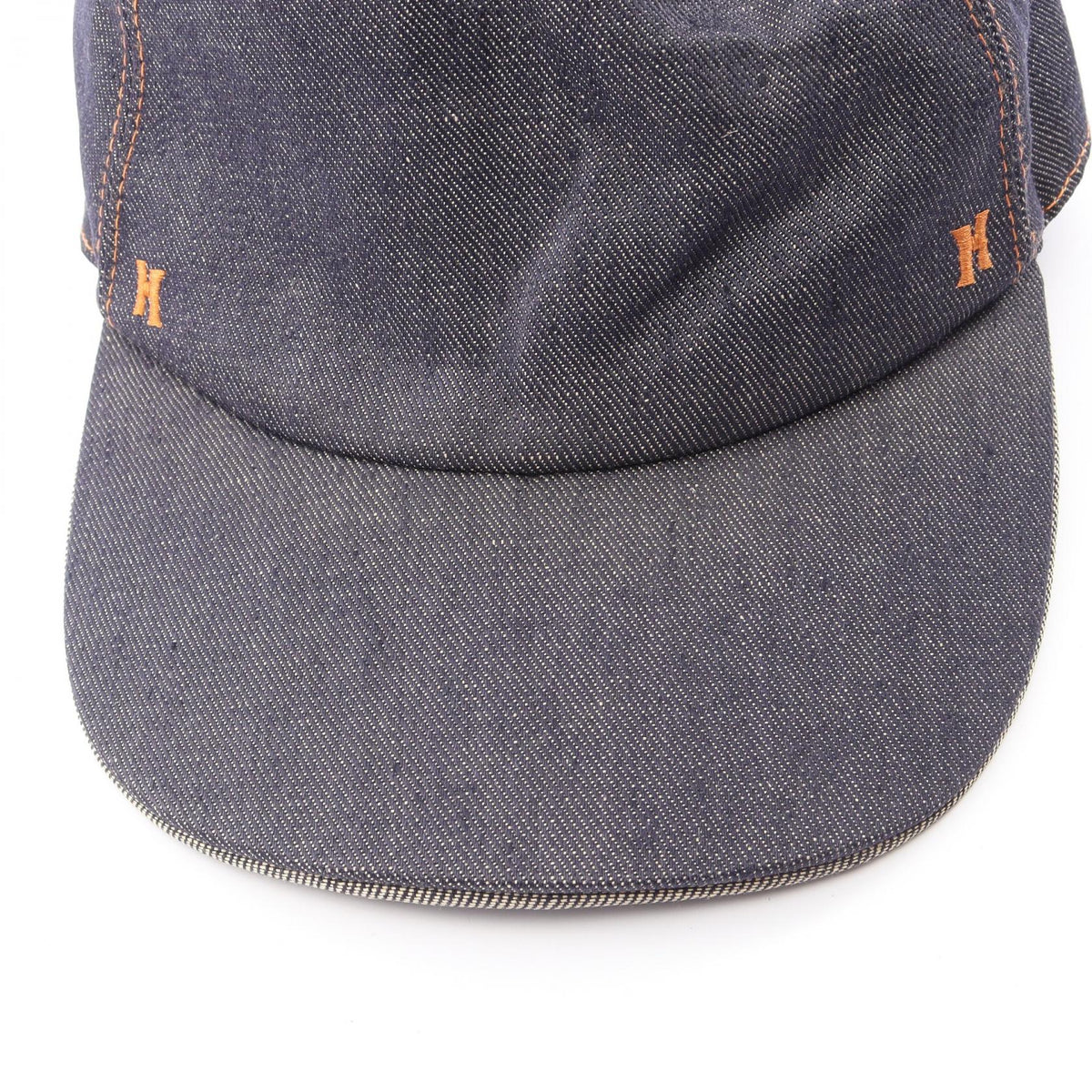 HERMES H Embroidered Fabric Cap Navy Blue Size 59